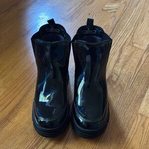 Kids Black Patent Leather Boots